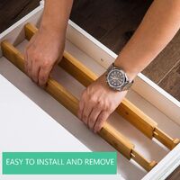 4 Pack Bamboo Adjustable Kitchen Drawer Dividers (Large, 44-55 cm) thumbnail
