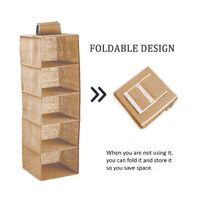 3 Pack 5-Tier Shelf Hanging Closet Organizer and Storage for Clothes (Beige) thumbnail