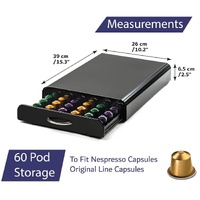 CARLA HOME Coffee Pods Holder Storage Drawer Compatible with 60 Nespresso Pods for Kitchen Storage & Organisation (Black) thumbnail