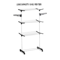 CARLA HOME Folding 3 Tier Clothes Laundry Drying Rack with Stainless Steel Tubes for Indoor & Outdoor Home thumbnail