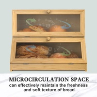 Double Layer Bamboo Bread Box for Kitchen Counter with Large Capacity and Clear Window thumbnail