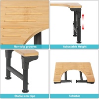 Bamboo Toilet Stool Foldable and Adjustable Height with Non-Slip Layer for Bathroom thumbnail