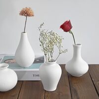 Ceramic Set of 5 White Vases for Home D�cor thumbnail