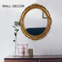 Oval Antique Vintage Hanging Wall Mirror for Bedroom and Livingroom (Gold, 38 x 33 cm) thumbnail