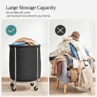 Steel Frame Laundry Basket Wheels, Black thumbnail