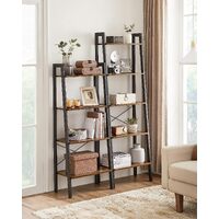 5-Tier Industrial Bookcase, Rustic Brown thumbnail