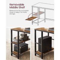 Computer Desk 2 Shelves Rustic, Brown Black thumbnail