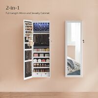 Jewelry Cabinet LED Lights, Mirror Organizer, Rustic Brown thumbnail