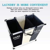 3 in 1 Large 135L Laundry Clothes Hamper Basket with Waterproof bags and Aluminum Frame (Multi) thumbnail
