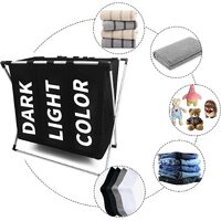 3 in 1 Large 135L Laundry Clothes Hamper Basket with Waterproof bags and Aluminum Frame (Black) thumbnail