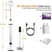 Silver Rechargeable Electric Milk Frother Handheld (3 Speeds) thumbnail