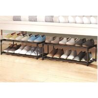 4-Tier Stainless Steel Shoe Rack Storage Organizer to Hold up to 15 Pairs of Shoes (55cm, Black) thumbnail