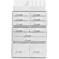 Makeup Cosmetic Organizer Storage with 12 Drawers Display Boxes (White) thumbnail