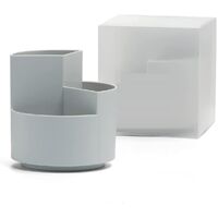 360 degree rotating multi-functional pen holder with 3 separate layer for office desk organiser (Grey) thumbnail