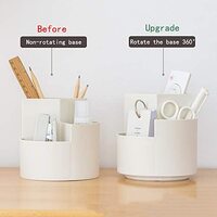 360 degree rotating multi-functional pen holder with 3 separate layer for office desk organiser (Pink) thumbnail