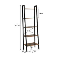 5 Tiers A-shaped Ladder Storage Shelf, Rustic, Brown thumbnail