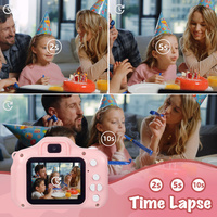 Kids Digital Dual Lens Camera, 4x Zoom and HD Video Recording (Pink) thumbnail