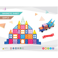 120 Pcs non-toxic STEM Educational, Durable Magnetic Tiles/Puzzle with Storage Bag thumbnail