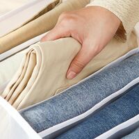 2PCS 7 Grids Mesh Foldable Clothes Storage Jeans Pants Organizer Clothes Organizer 36X25X20CM thumbnail