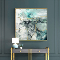 Wall Art 60cmx60cm Marbled Green 2 Sets Gold Frame Canvas thumbnail