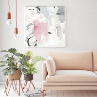Wall Art 70cmx70cm Abstract Pink Grey 2 Sets White Frame Canvas thumbnail
