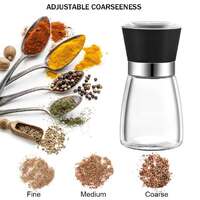12x 150ml Glass Salt or Pepper Grinder 12cm - Adjustable Ceramic Core Short Mill thumbnail