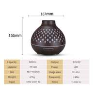 Essential Oil Aroma Diffuser and Remote - 400ml Hollowed Wood Mist Humidifier thumbnail