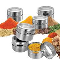 12 Magnetic Spice Jar Tins and Steel Plate - 150g Seasoning Storage Containers thumbnail