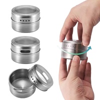 50x 150g Magnetic Spice Jar Stainless Steel Tin Herb Seasoning Storage Container thumbnail