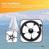 13.5" Boat Steering Wheel With Grip Cover - Stainless Steel 3/4" 5 Spoke With Knob thumbnail
