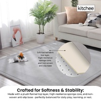 Kitchee Kids Foam Floor Play Mat 150x200cm – Padded Thick Soft Tatami Style Grey thumbnail