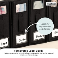 4x Kitchee Foldable Bed Sheet Storage Box – Linen & Closet Organiser Black thumbnail