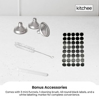 Kitchee 12x 60ml Small Glass Bottles + Lids Funnels Brush Labels Pen thumbnail