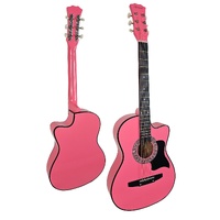 Karrera 38in Cutaway Acoustic Guitar with guitar bag - Pink thumbnail