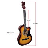Karrera 38in Pro Cutaway Acoustic Guitar with Bag Strings - Sun Burst thumbnail
