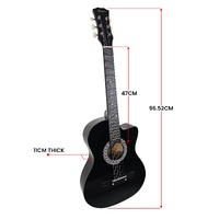Karrera 38in Pro Cutaway Acoustic Guitar with Carry Bag - Black thumbnail
