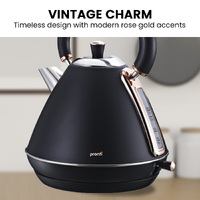 Pronti 1.7L Rose Trim Collection Kettle - Black thumbnail