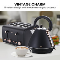 Pronti Rose Trim Collection Toaster & Kettle Bundle - Black thumbnail
