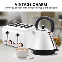 Pronti Rose Trim Collection Toaster & Kettle Bundle - White thumbnail
