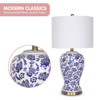 Sarantino Table Lamp Ceramic Floral Base Cotton Drum Shade thumbnail