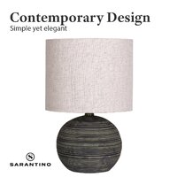 Sarantino Ceramic Table Lamp With Striped Pattern In Antique Black thumbnail