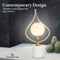 Sarantino Sculptural Orange Glass Table Lamp With White Marble Base thumbnail