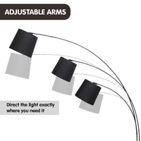 Sarantino 3-Light Arc Floor Lamp Adjustable Black 3 Shades thumbnail