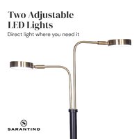 Sarantino LED Metal Floor Lamp with 2 Lights in Brushed Gold and Black Finish thumbnail