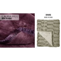 Laura Hill Mink Blanket Throw Purple Double Sided Queen Size Soft Plush Bed Faux Rug thumbnail