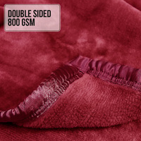Laura Hill Double-sided Large 220 X 240cm Faux Mink Throw Rug Blanket 800-gsm Heavy - Red thumbnail