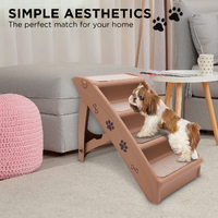Furtastic 50cm Foldable Step Ladder Stairs - Brown thumbnail
