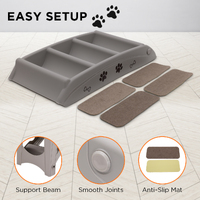 Furtastic Foldable Pet Stairs in Grey - 50cm Dog Ladder Cat Ramp with Non-Slip Mat for Indoor and Outdoor Use thumbnail