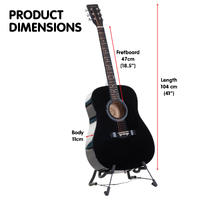 Karrera 41in Acoustic Wooden Guitar with Bag - Black thumbnail