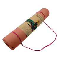 Powertrain Eco-friendly Dual Layer 6mm Yoga Mat | Peach | Non-slip Surface And Carry Strap For Ultimate Comfort And Portability thumbnail